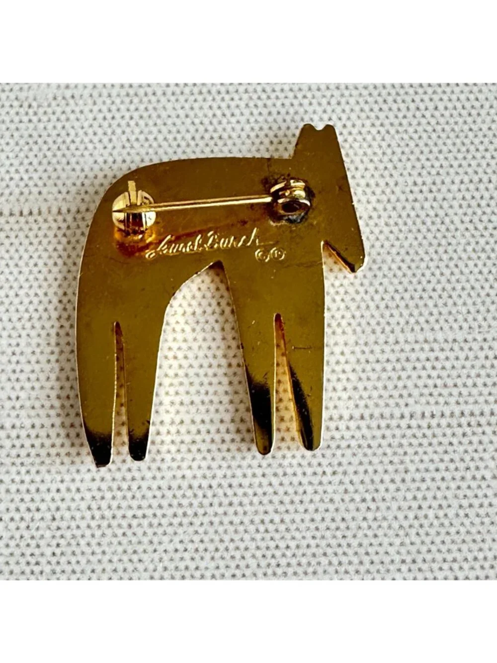Laurel Burch Zebra Brooch Signed Vintage Gold Tone Black Enamel Zebra Pin